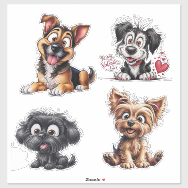 Cute cartoon dogs sticker (Sheet)
