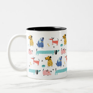 Cute Cartoon Dogs Two-Tone Coffee Mug