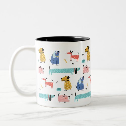 Cute Cartoon Dogs Two_Tone Coffee Mug