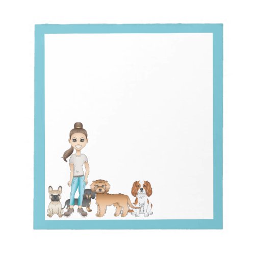 Cute Cartoon Dogs With A Cartoon Girl Notepad