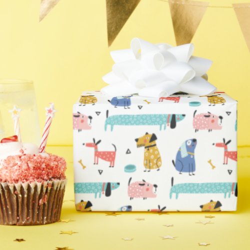Cute Cartoon Dogs Wrapping Paper