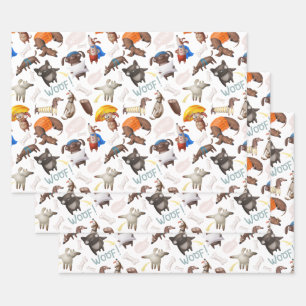 Cute Cartoon Dogs Wrapping Paper Sheets
