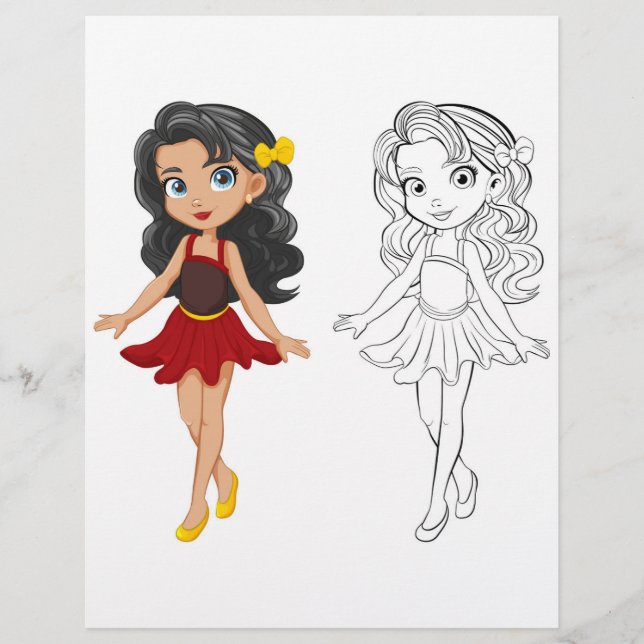 Cute Cartoon doll coloring page (Front)