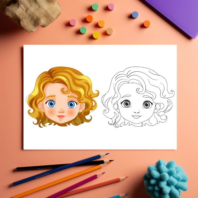 Cute Cartoon doll head coloring page (Creator Uploaded)