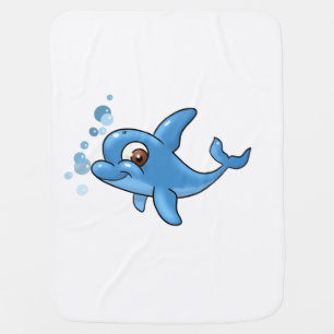 Cute Cartoon Dolphin Baby Blanket