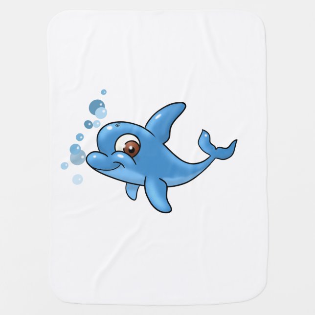 Cute Cartoon Dolphin Baby Blanket (Front)