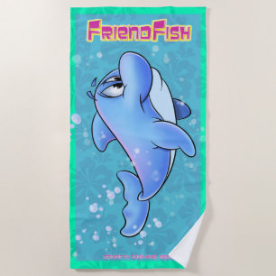 Cute cartoon dolphin beach towel