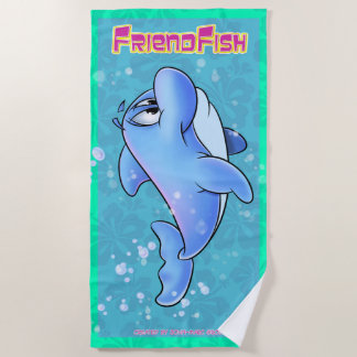 Cute cartoon dolphin beach towel