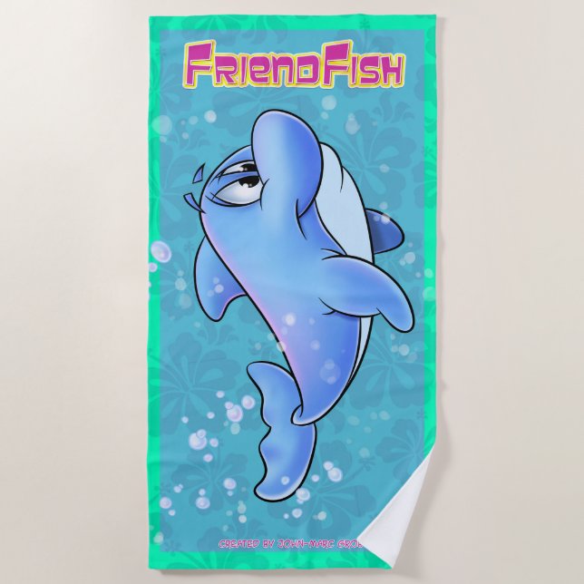 Cute cartoon dolphin beach towel (Front)