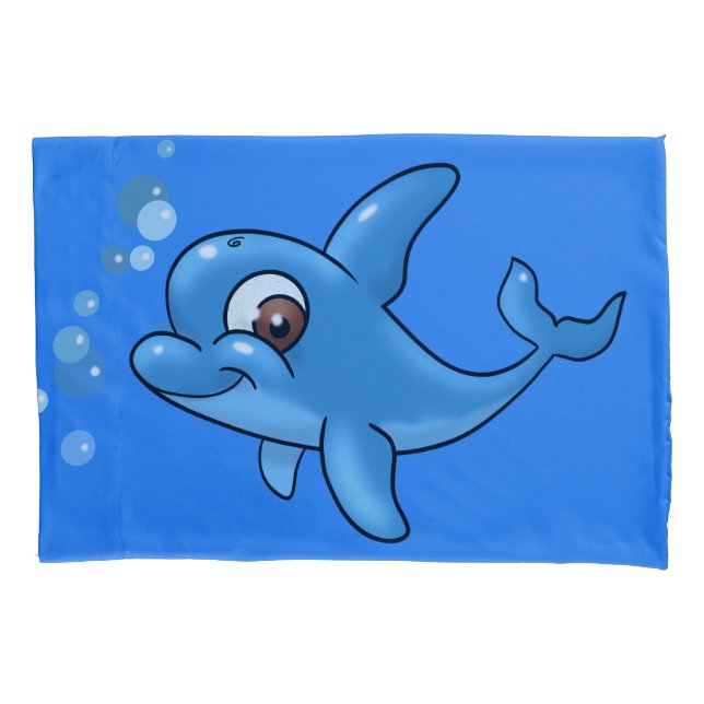 Cute Cartoon Dolphin Pillow Case (Front)