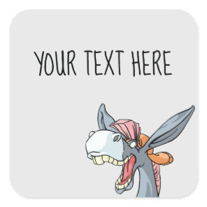 Cute cartoon Donkey doodle Square Sticker