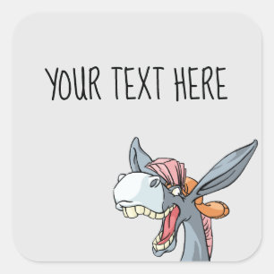 Cute cartoon Donkey doodle Square Sticker