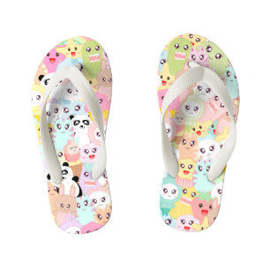 Cute cartoon doodles kid's flip flops