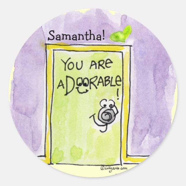 Cute Cartoon Door and Heart Custom Stickers (Front)