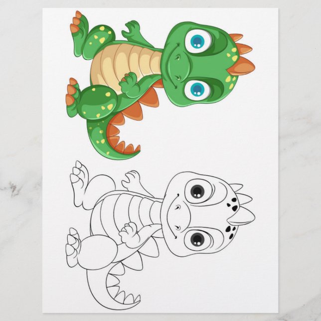 Cute Cartoon dragon coloring page (Front)