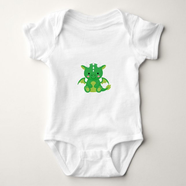 Cute Cartoon Dragon Gift Baby Bodysuit (Front)