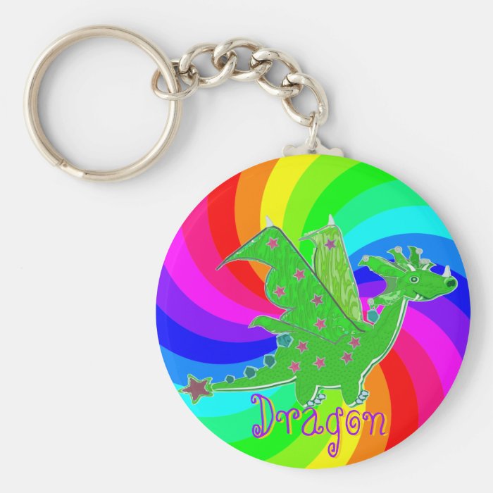 Cute Cartoon Dragon Rainbow Keychain for Kids