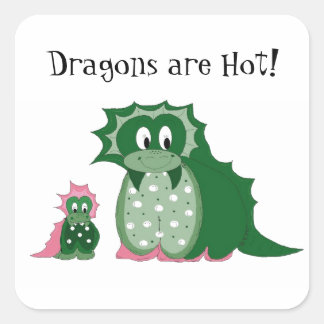 Cute Cartoon Dragons Square Sticker