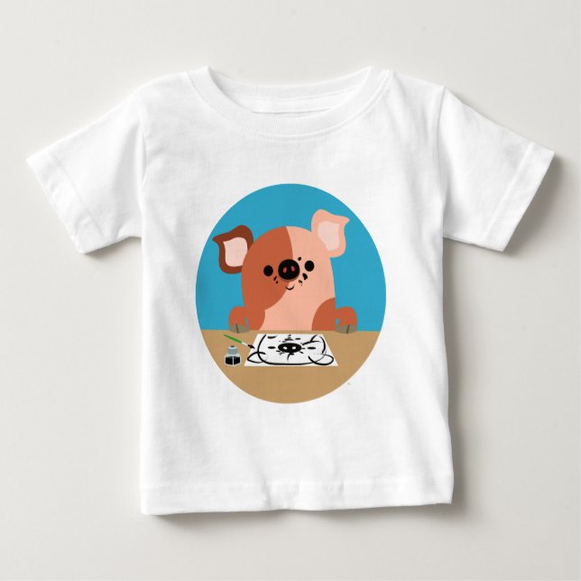 Cute Cartoon Drawing Piglet Baby T-Shirt (Front)