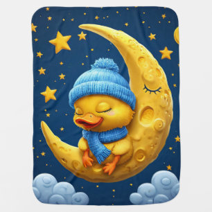 Cute cartoon duck and moon baby blanket