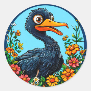Cute cartoon duck classic round sticker