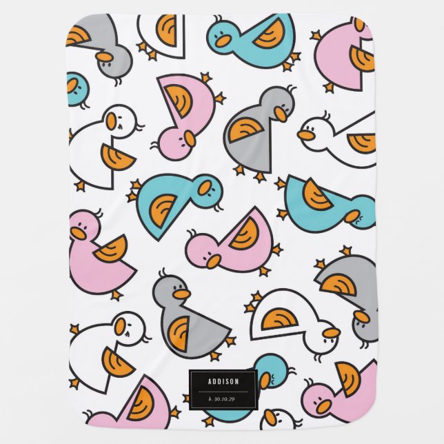 Cute Cartoon Duckies New Birth Baby Girl Blanket (Front)
