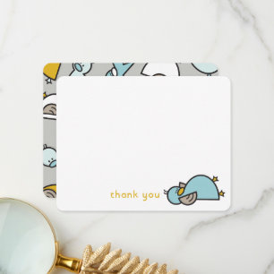 Cute Cartoon Ducks/Ducklings Baby Boy Shower/Birth Thank You Card