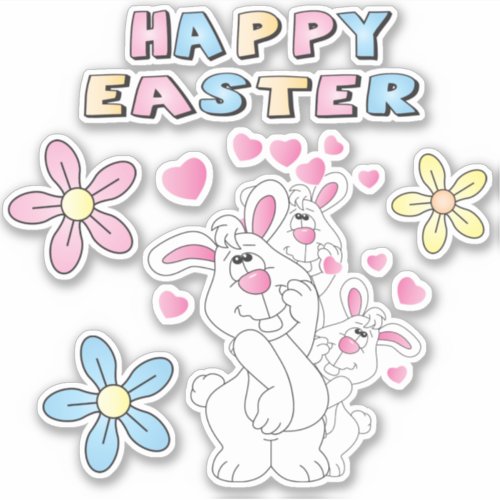 Cute Cartoon Easter Bunnies Sticker