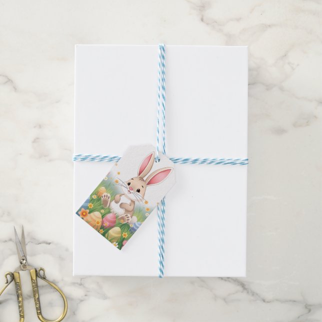 Cute Cartoon Easter Bunny  Gift Tags (With Twine)