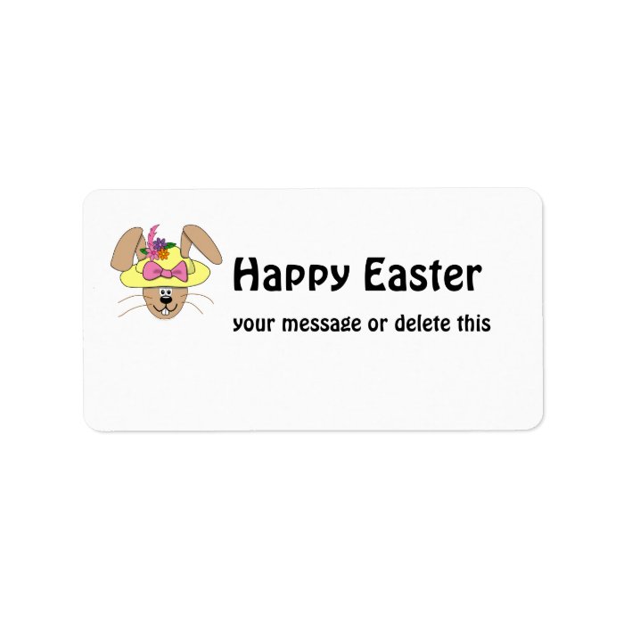 Cute Cartoon Easter Bunny in A Bonnet Personalized Address Label