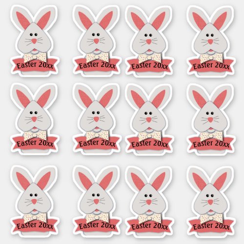 Cute Cartoon Easter Bunny with Custom Text Sticker