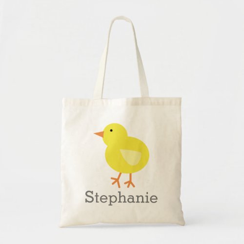 Cute Cartoon Easter Chick with Custom Name Tote Bag