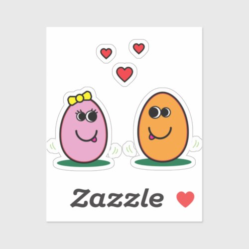 Cute Cartoon Easter Egg Couple Romantic Love  Sticker