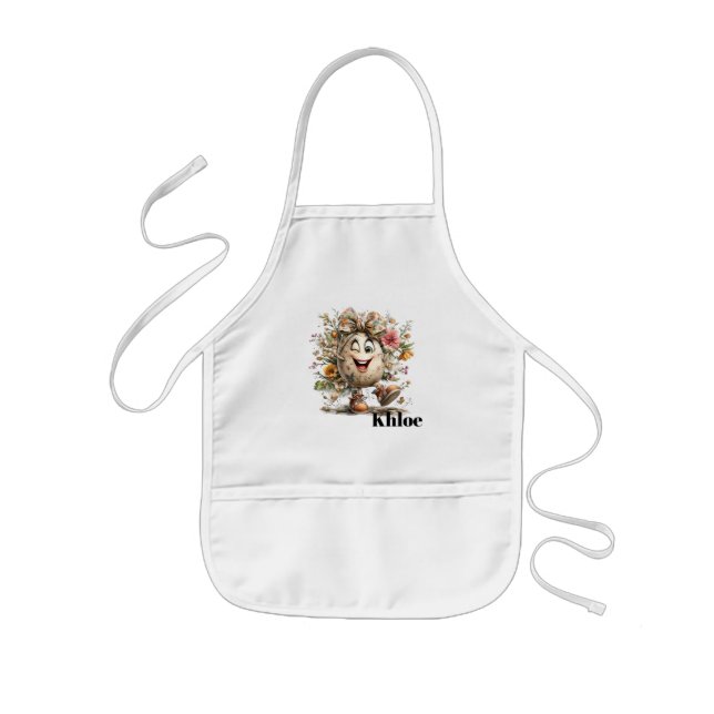 Cute Cartoon Easter Egg Design Kids' Apron (Front)