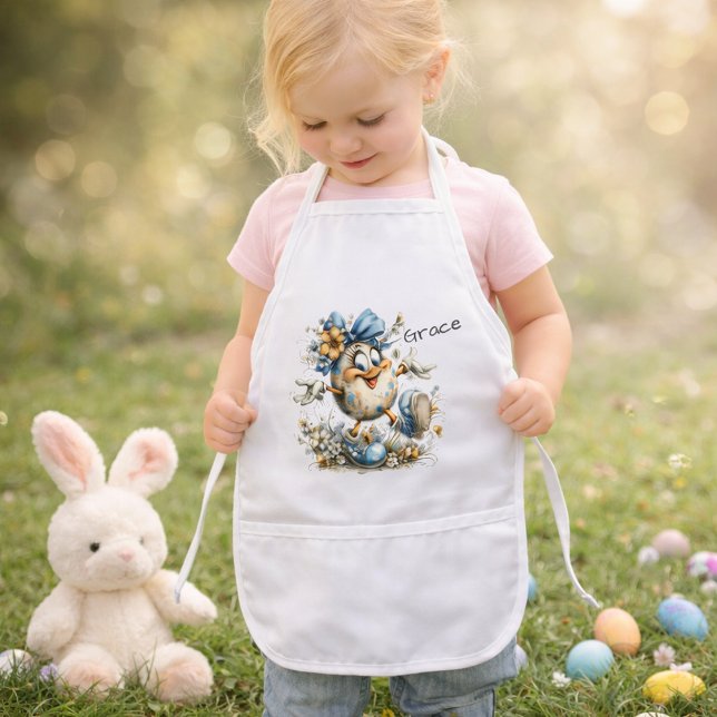 Cute Cartoon Easter Egg Illustration Kids' Apron (Creator Uploaded)