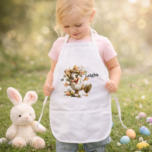 Cute Cartoon Easter Egg Illustration Kids' Apron (Creator Uploaded)