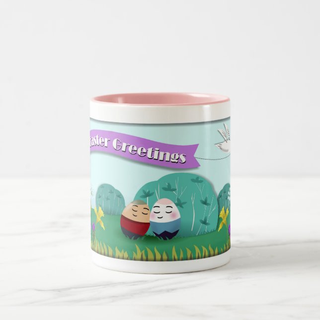Cute cartoon Easter Greetings Mug (Center)