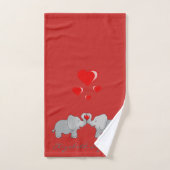 Cute Cartoon Elephans In Love -Personalized Bath Towel Set (Hand Towel)
