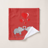 Cute Cartoon Elephans In Love -Personalized Bath Towel Set (Wash Cloth)