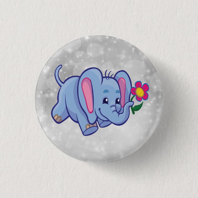 Cute cartoon elephant button (Front)