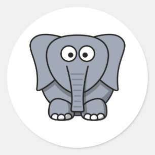 Cute Cartoon Elephant Classic Round Sticker