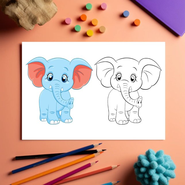 Cute Cartoon elephant coloring page (Creator Uploaded)