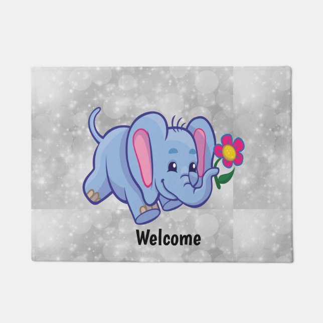 Cute cartoon elephant doormat (Front)