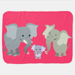Cute Cartoon Elephant Family Baby Blanket