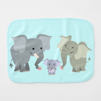 Cute Cartoon Elephant Family Burp Cloth