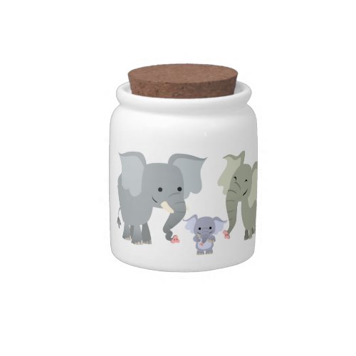 Cute Cartoon Elephant Family Candy Jar