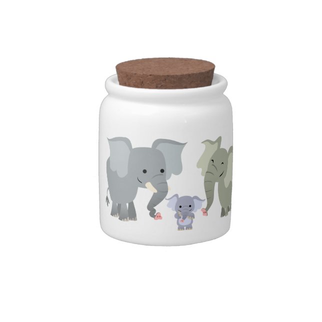 Cute Cartoon Elephant Family Candy Jar (Right)