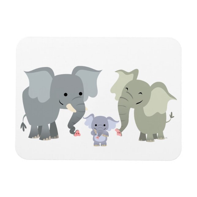 Cute Cartoon Elephant Family Flexible Magnet (Horizontal)