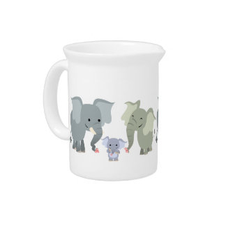 Cute Cartoon Elephant Family Pitcher