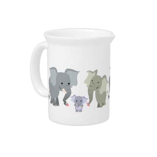 Cute Cartoon Elephant Family Pitcher (Left)